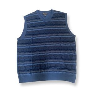 Vintage Y2K V Neck Sweater Vest Blue Multi Color Sz XLT